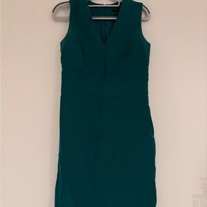 Ann Taylor Teal V-Neck Midi Dress